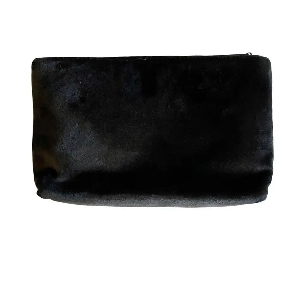 Chanel Ultra Le Teint Black Velvet Cosmetic Bag Zip Pouch Clutch Purse